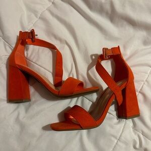 Orange block heels